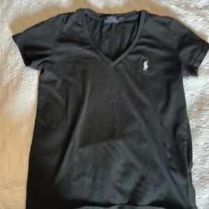Polo Ralph Lauren black tshirt with white logo, size small!